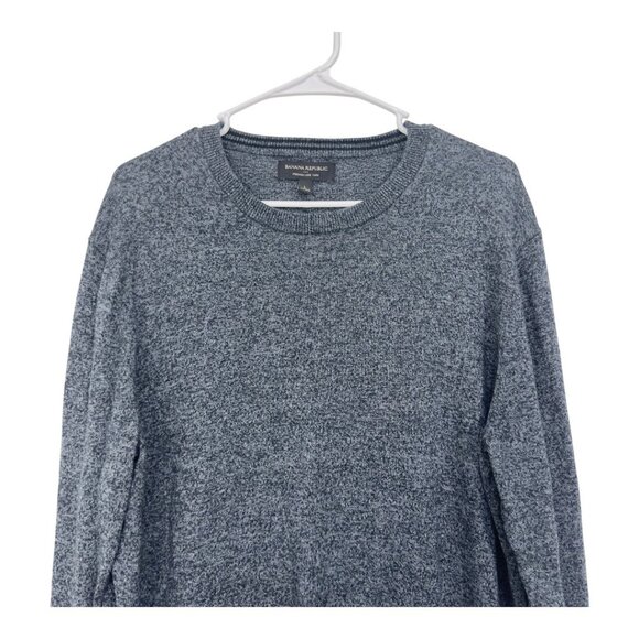 Banana Republic Men Premium Luxe Yarn Black-Gray Sweater SZ L Pullover Crew Neck - Picture 14 of 14
